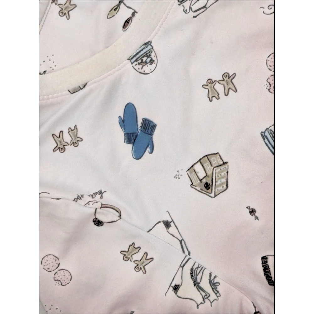 KATE SPADE Women Pajama Pant Set S Jersey Blush Pink HOLIDAY Dachshund Henley - Picture 6 of 12